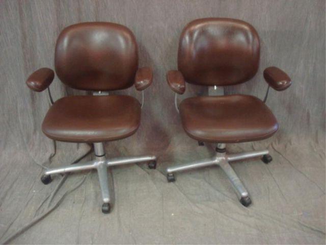 Appraisal: Pair of Brown Leather HERMAN MILLER Desk Chairs with Labels