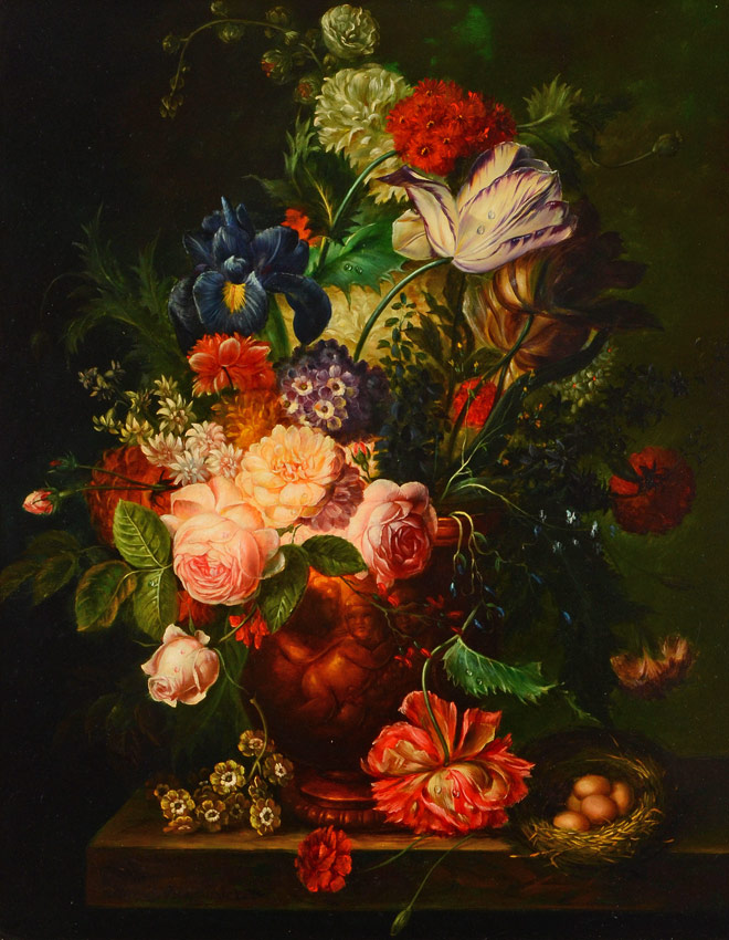 Appraisal: FRIEDLANDER Hedwig Austrian - Neoclassical Floral Bouquet Oil Board ''