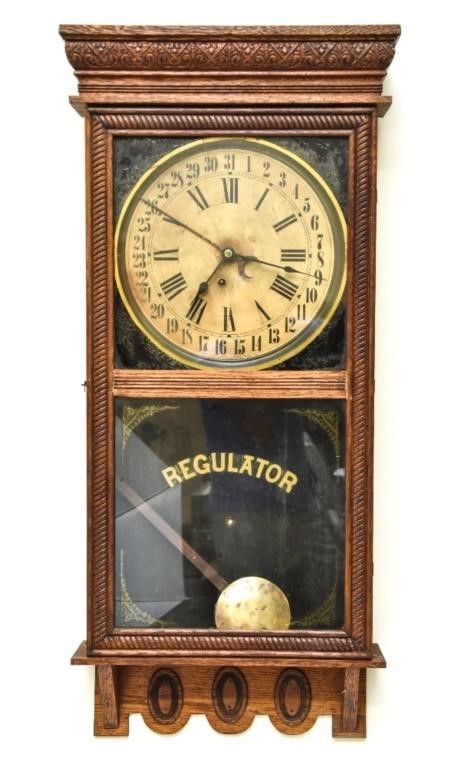 Appraisal: Large oak cased regulator clock circa h x w x