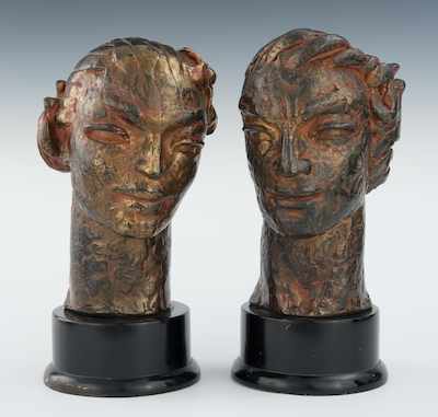 Appraisal: Unknown Artist American th Century Fabulous Art Deco Heads of