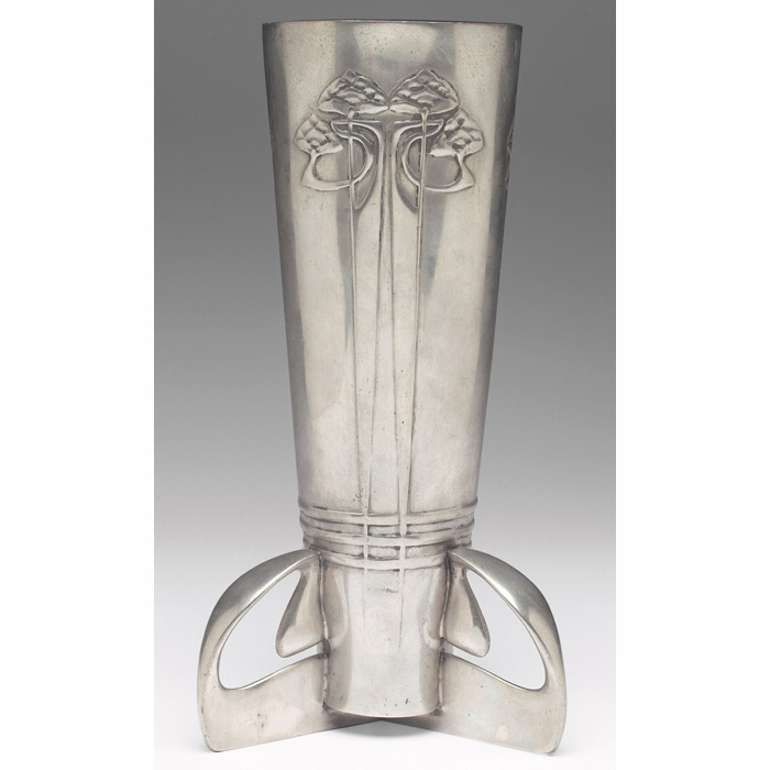 Appraisal: Tudric vase footed shape in pewter with hammered organic designs