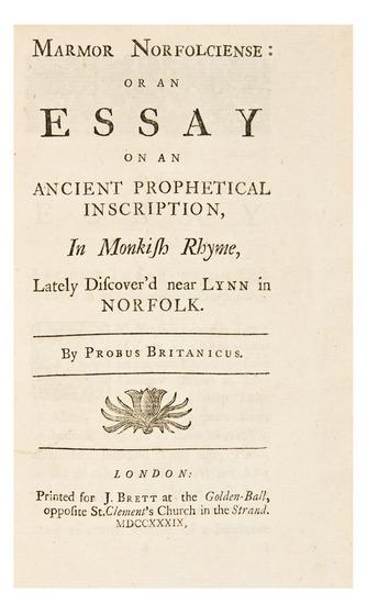 Appraisal: JOHNSON Samuel - Marmor Norfolciense or an Essay on Ancient