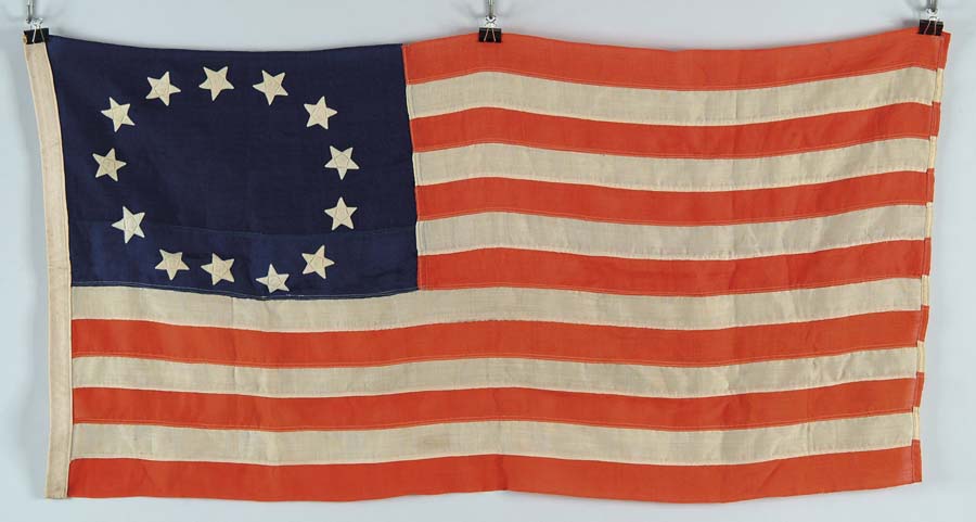 Appraisal: -STAR AMERICAN FLAG x machine-sewn bunting flag has double-appliqu d