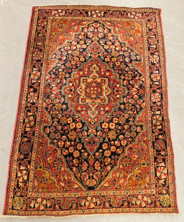 Appraisal: ANTIQUE SAROUK FLORAL GEOMETRIC CARPET RUG Middle East Circa Central