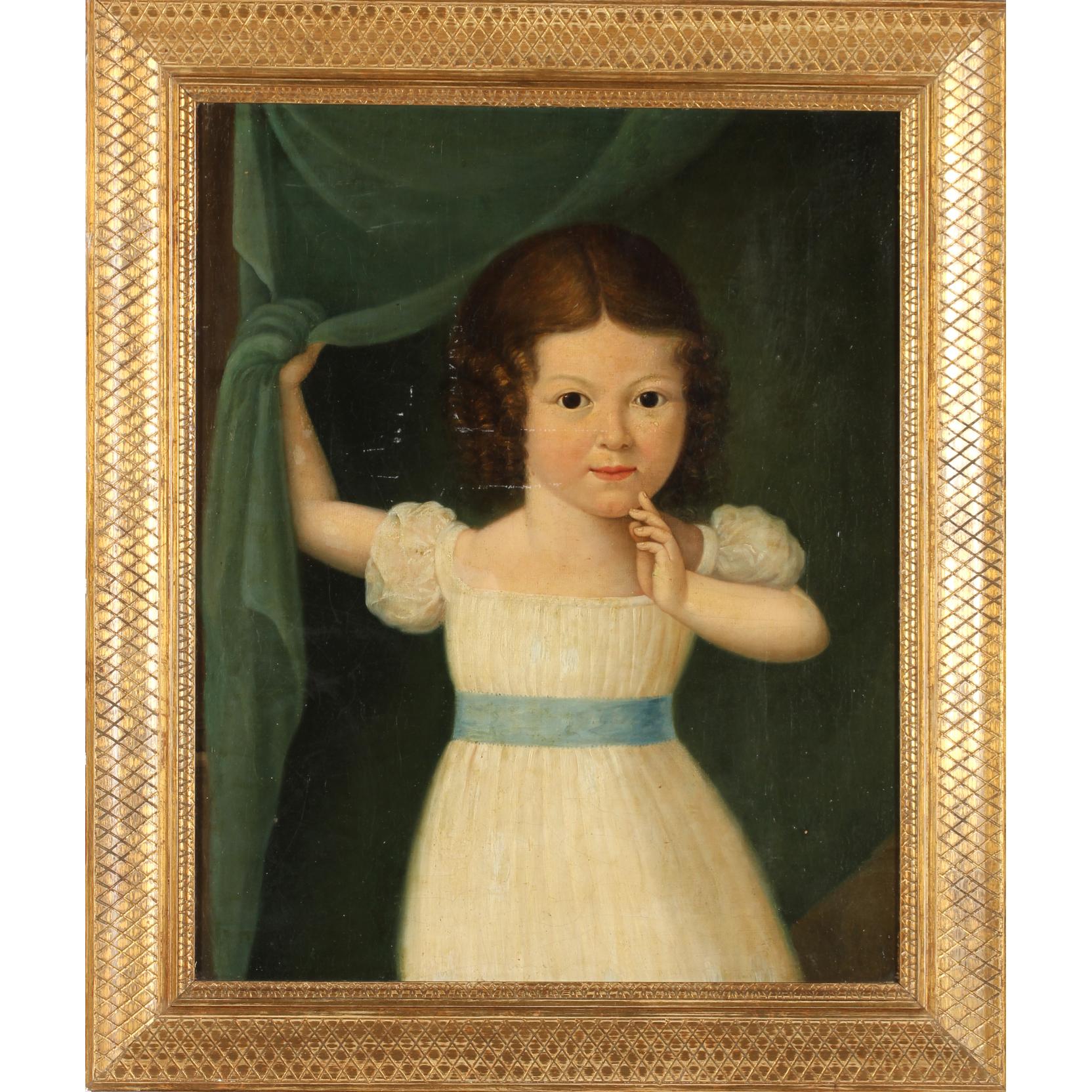 Appraisal: American School Portrait of a Young Girl oil on canvas