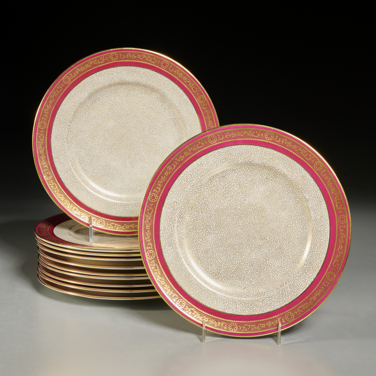 Appraisal: CAULDON FOR TIFFANY CO GILT PORCELAIN PLATES First quarter th