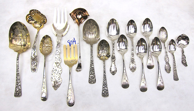 Appraisal: ASSORTED STERLING SILVER FLATWARE seventeen pieces assorted makers patterns and