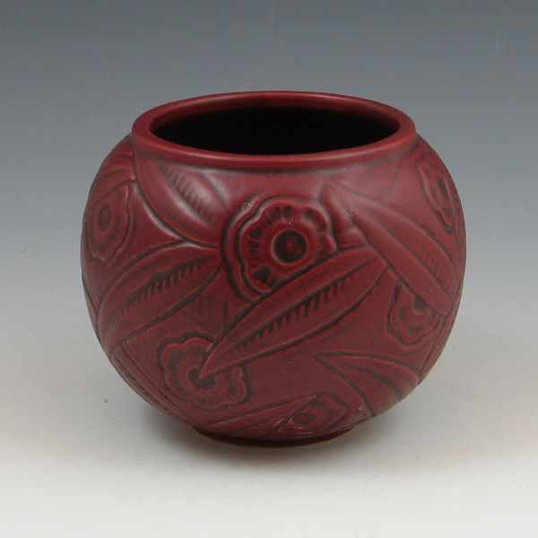 Appraisal: Weller Paragon rose bowl in maroon Marked Weller in script