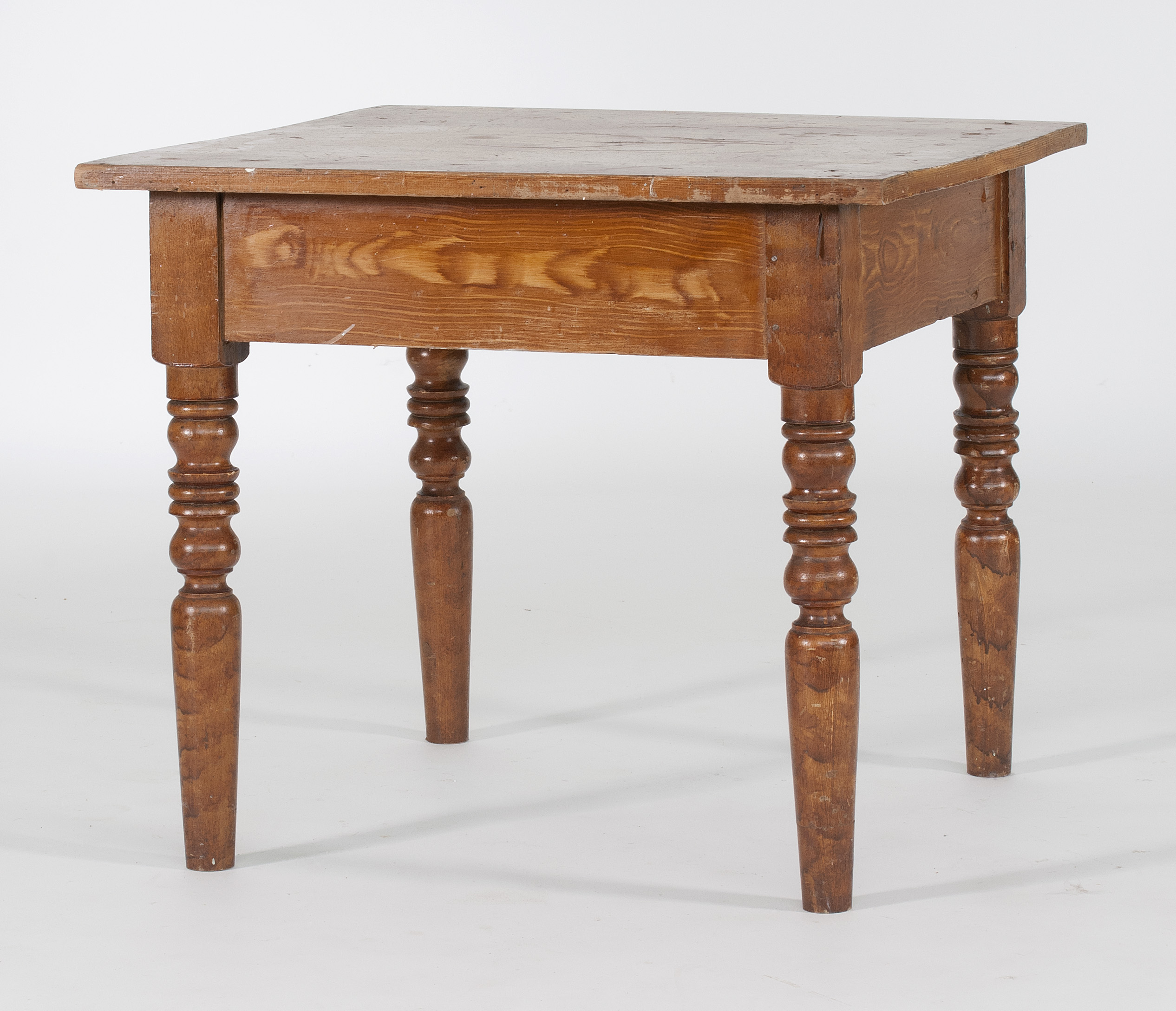 Appraisal: ANTIQUE ENGLISH SQUARE TABLE Mid- th CenturyIn old faux-grained brown