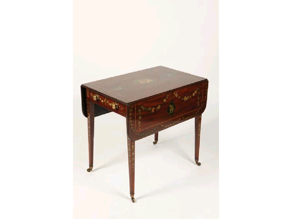 Appraisal: A HEPPLEWHITE STYLE PAINTED MAHOGANY PEMBROKE TABLE the rectangular top