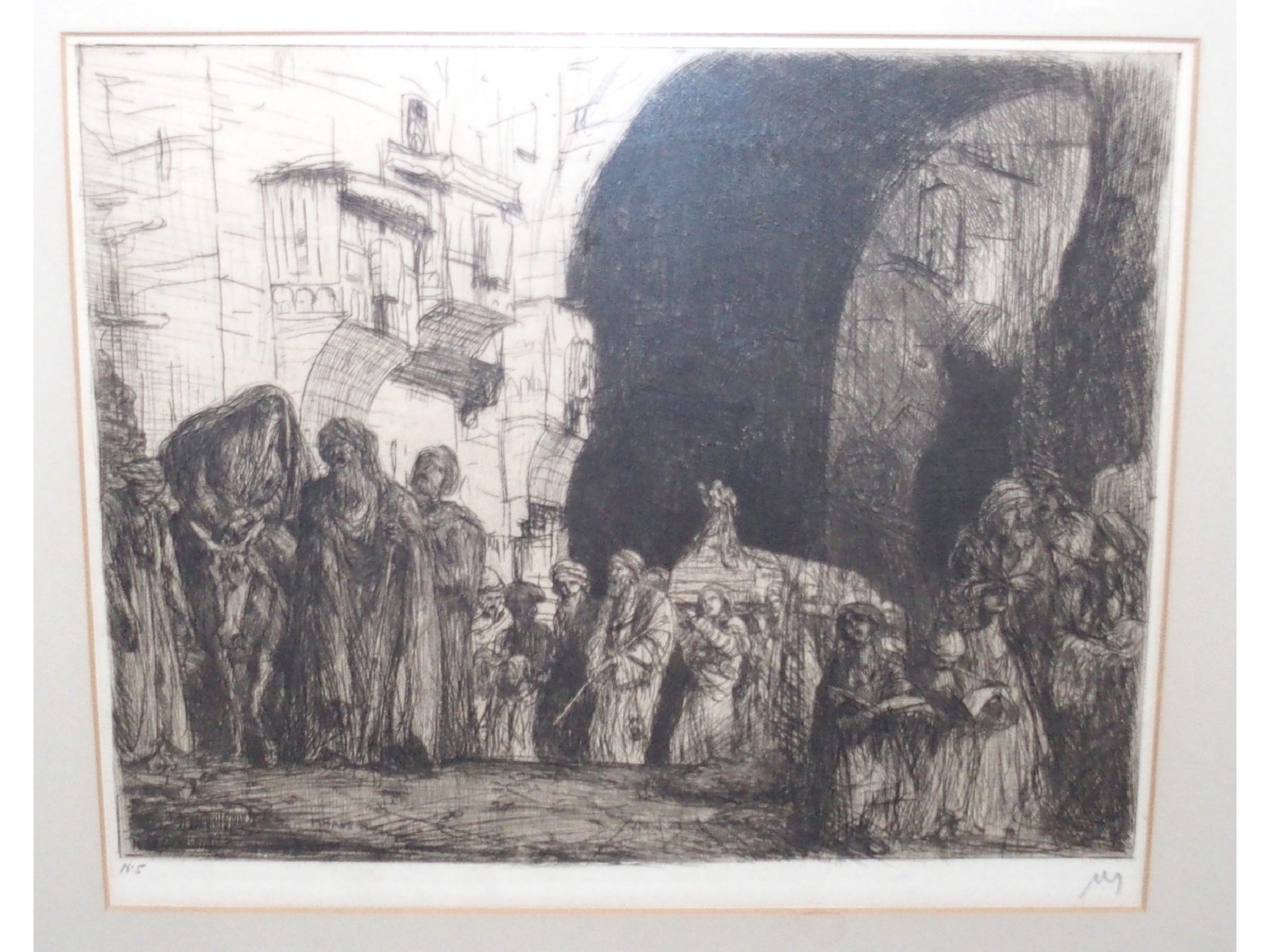 Appraisal: MARIUS BAUER Funeral in Cairo signed etching