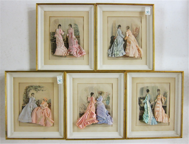 Appraisal: SET OF FRENCH LADIES VICTORIAN FASHION SHADOW BOXES each an