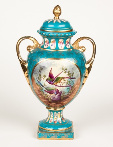 Appraisal: a Royal Bonn ceramic vase late th century aqua ground