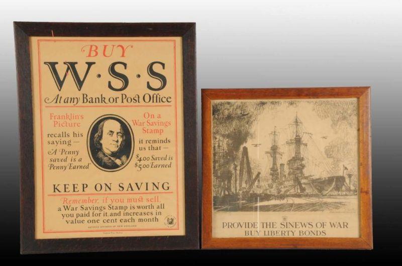 Appraisal: Lot of Paper War Bond Posters Description Circa Both framed