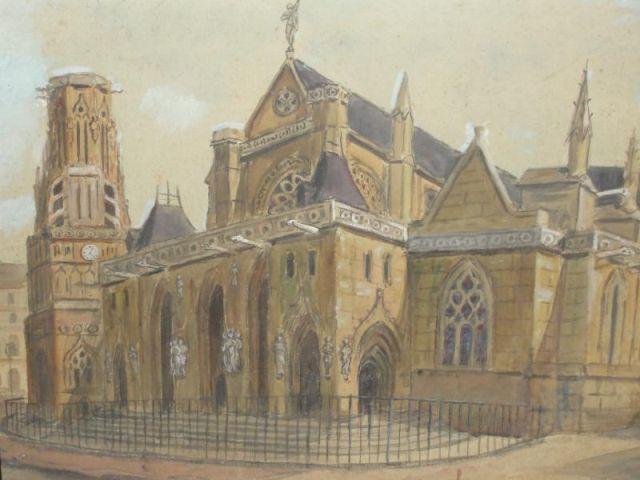 Appraisal: English Watercolor of a Church Signed lower right From a