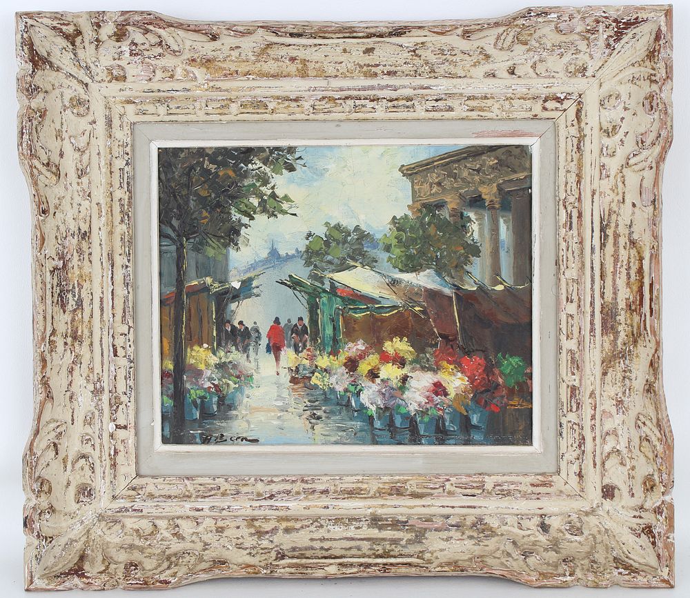 Appraisal: French School Impressionist Parisian Scene French School Impressionist Parisian Flower