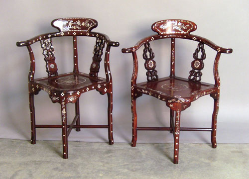 Appraisal: Two Chinese mother of pearl inlaid armchairs