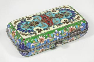 Appraisal: Russian silver standard plique Russian silver standard case having a