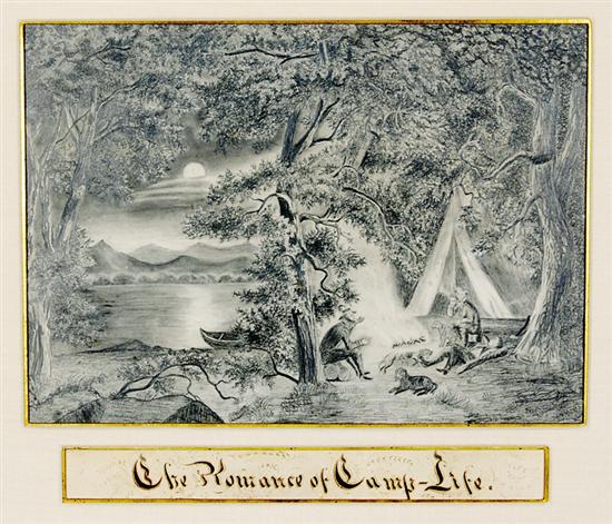 Appraisal: American school th century THE ROMANCE OF CAMP LIFE graphite