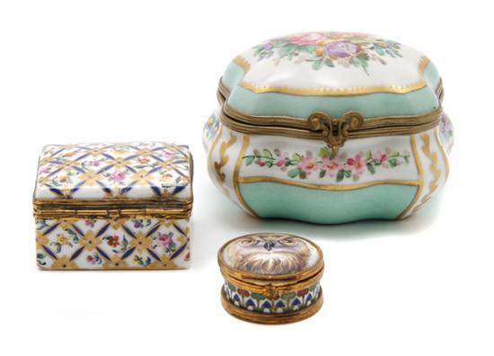 Appraisal: A Group of Three European Boxes comprised of one enameled