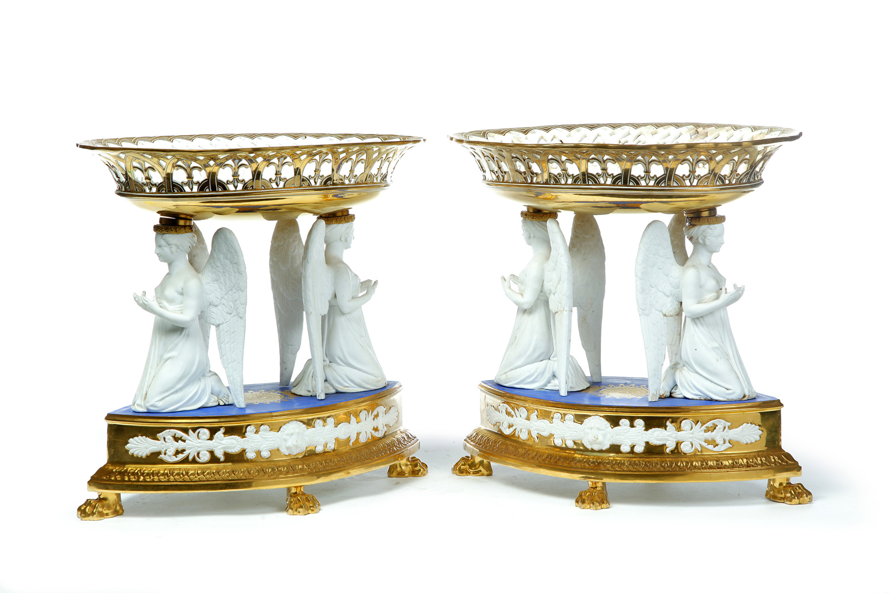 Appraisal: MONUMENTAL PAIR OF OLD PARIS COMPOTES France mid th century