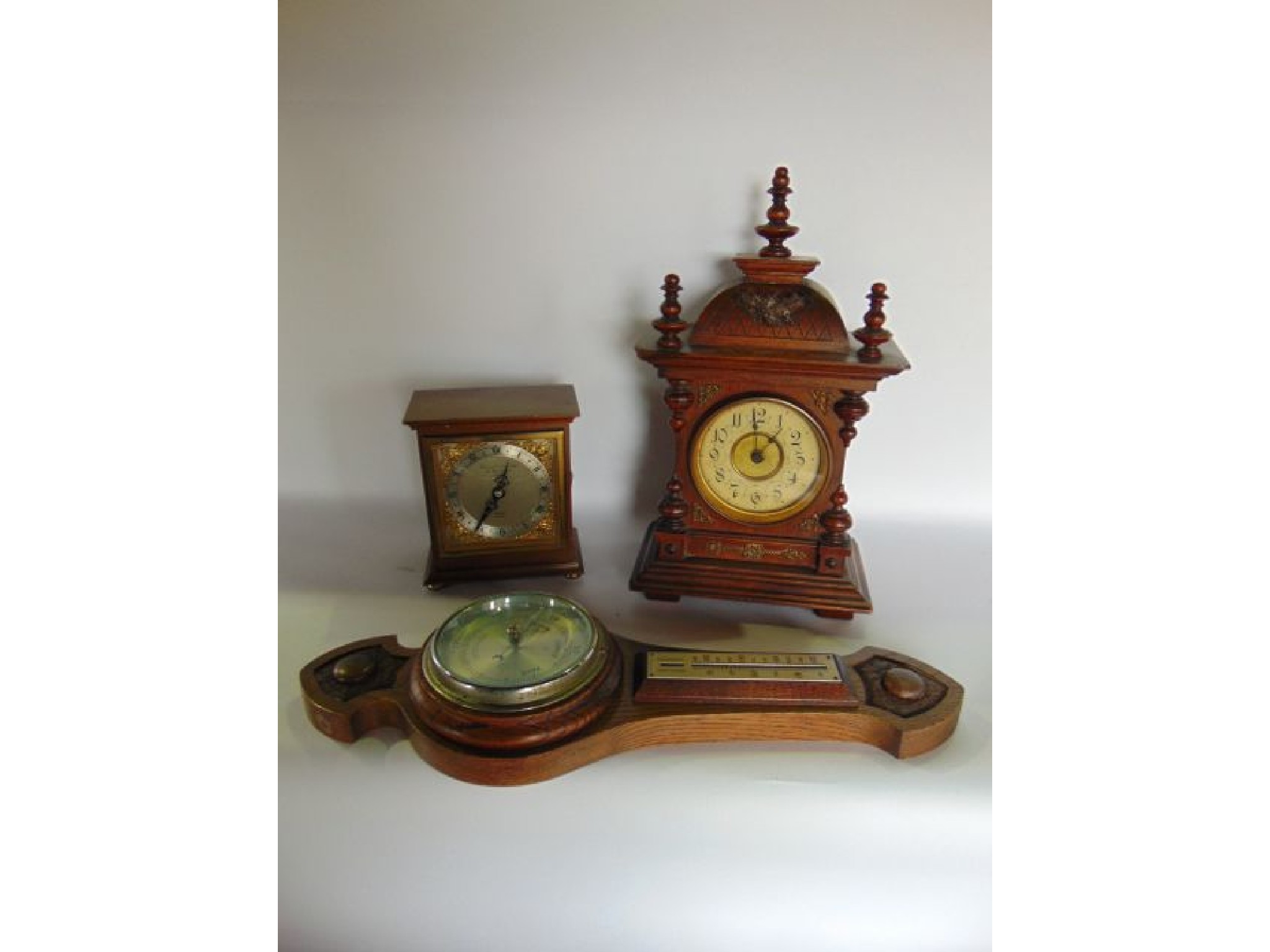 Appraisal: A small German bracket clock the case with applied turned