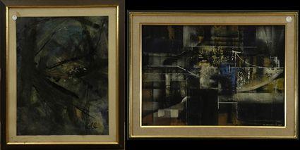 Appraisal: th Century School Two Abstract Compositions Oil on panel and