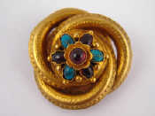 Appraisal: A yellow metal tests carat gold Victorian garnet and turquoise