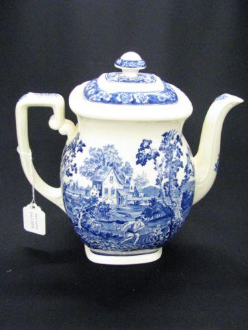 Appraisal: Mettlach Villeroy Boch Coffeepot blue Rusticana landscape decor