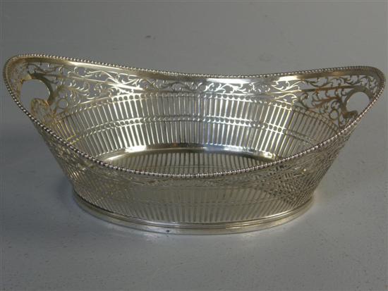 Appraisal: Dutch silver pierced oval dish with beaded borders