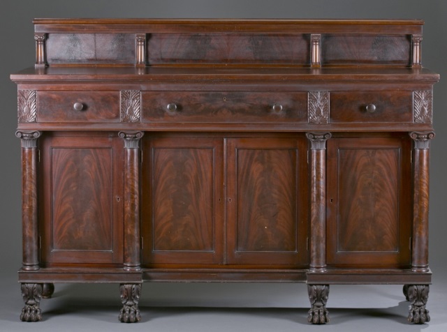 Appraisal: American Empire Sideboard Possibly Norfolk VA Mahogany with flame veneer