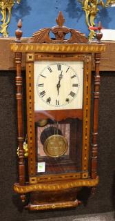 Appraisal: Marquetry inlaid regulator clock Marquetry inlaid regulator clock having a