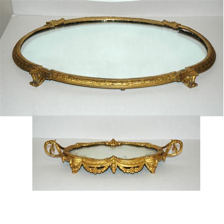 Appraisal: Louis XVI Style Gilt-Bronze Mirrored Plateau Together with a Louis