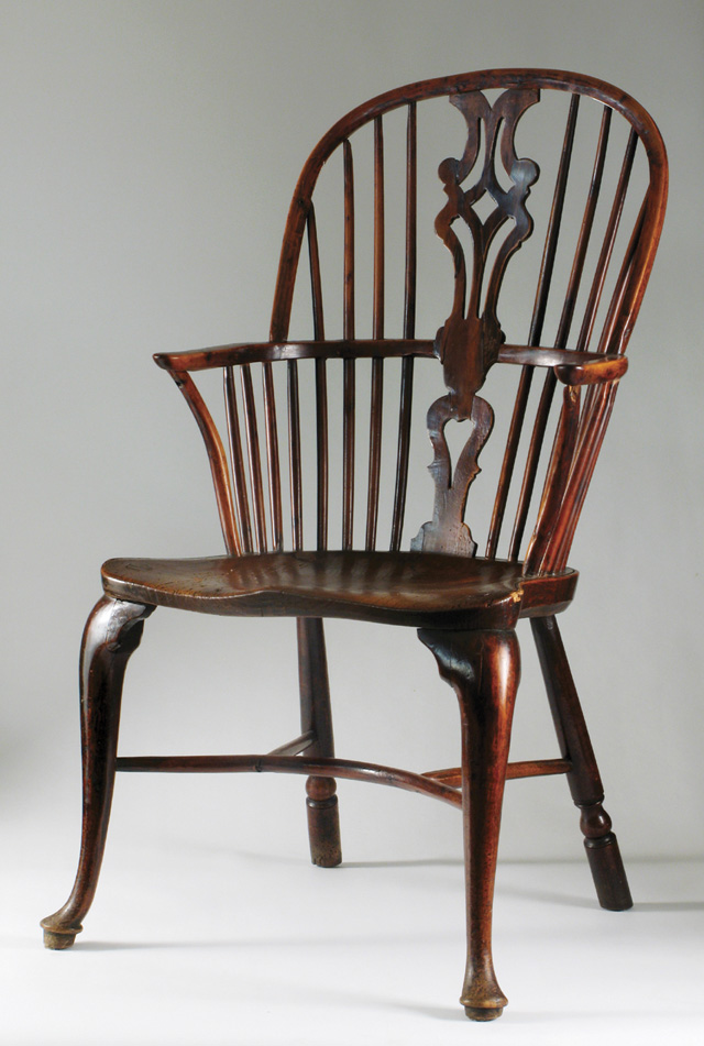 Appraisal: GEORGE III YEW WOOD AND ELM WINDSOR ARMCHAIR English late