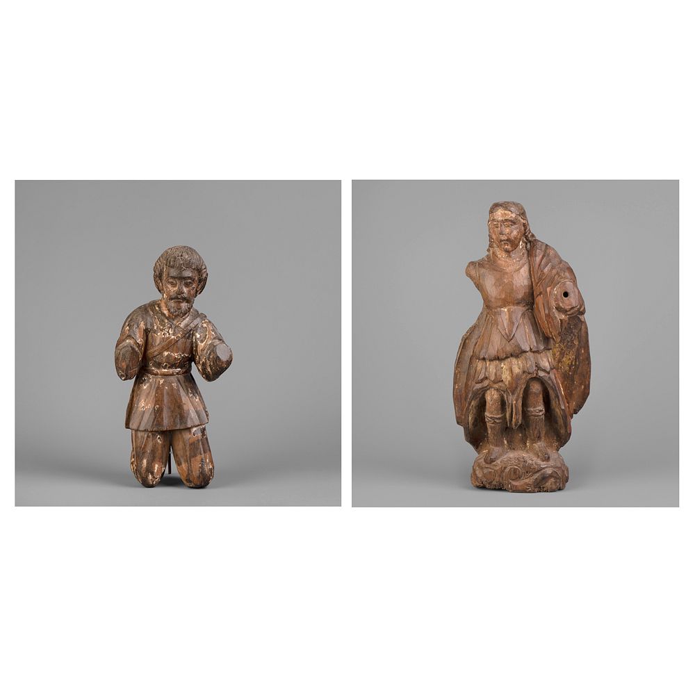 Appraisal: Spanish Colonial Mexico Two Saint Figures th- th Century Spanish