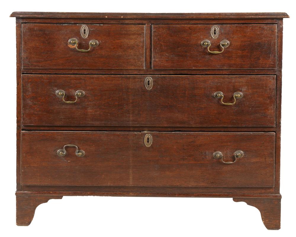 Appraisal: ENGLISH OAK CHEST OF DRAWERS th century having four drawers