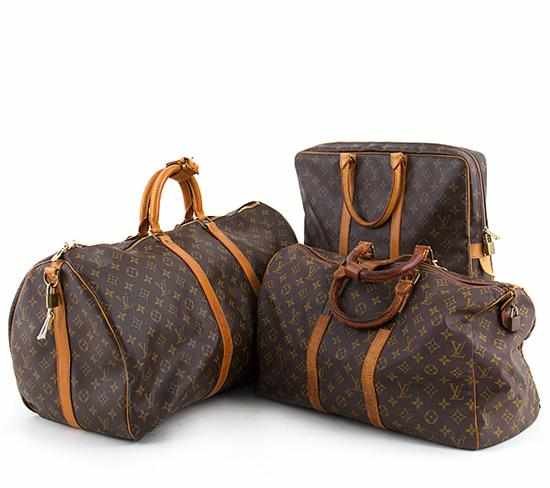 Appraisal: Louis Vuitton valise and keepall luggage th century each softcase