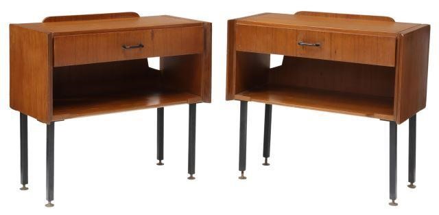 Appraisal: pair Italian mid-century modern teak bedside tables c s having