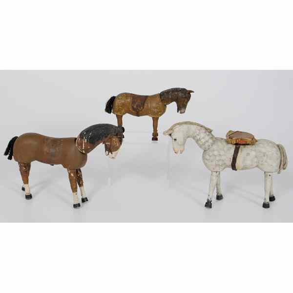 Appraisal: Schoenhut Circus Horses Three carved and painted Schoenhut circus horses