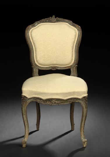 Appraisal: Louis XV-Style Polychromed Sidechair mid- th century the shaped and