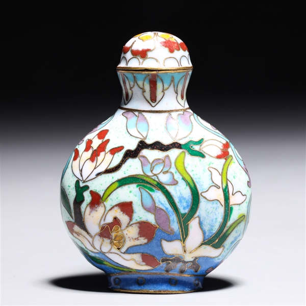 Appraisal: Chinese cloisonne enamel snuff bottle multicolor with floral design with