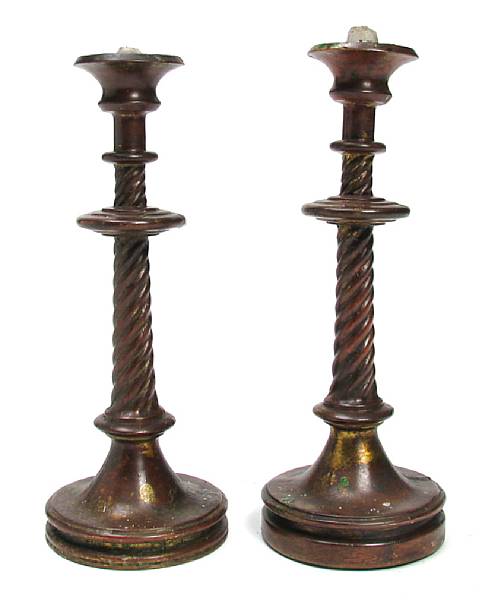 Appraisal: A pair of Baroque style bronze candlesticks height in diameter