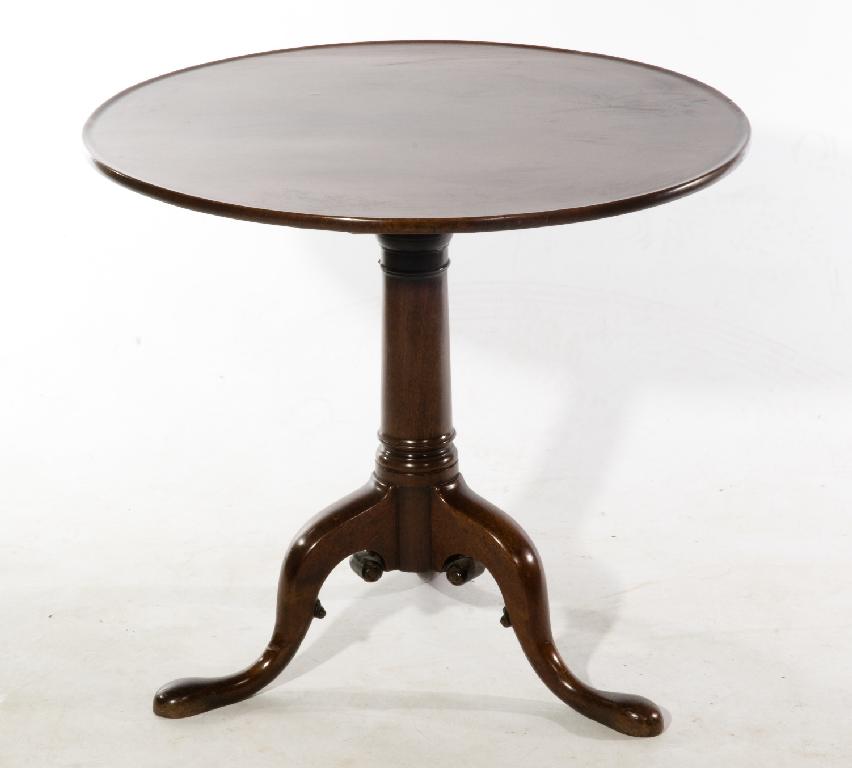 Appraisal: GEORGE III MAHOGANY TILT-TOP TRIPOD TABLE LATE th CENTURY the