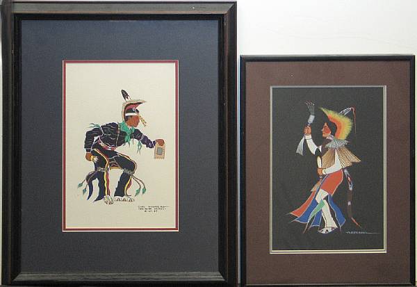 Appraisal: Two gouaches Archie Blackowl Cheyenne - A dancer signed 'A