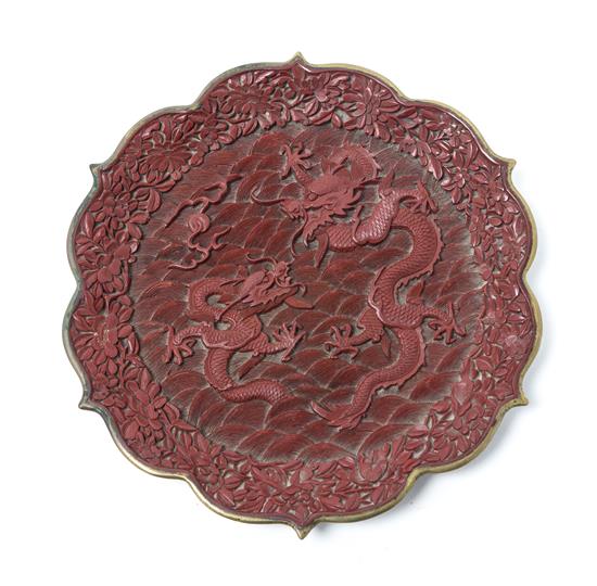 Appraisal: Sale Lot A Cinnabar Lacquer Dish having a lobed rim