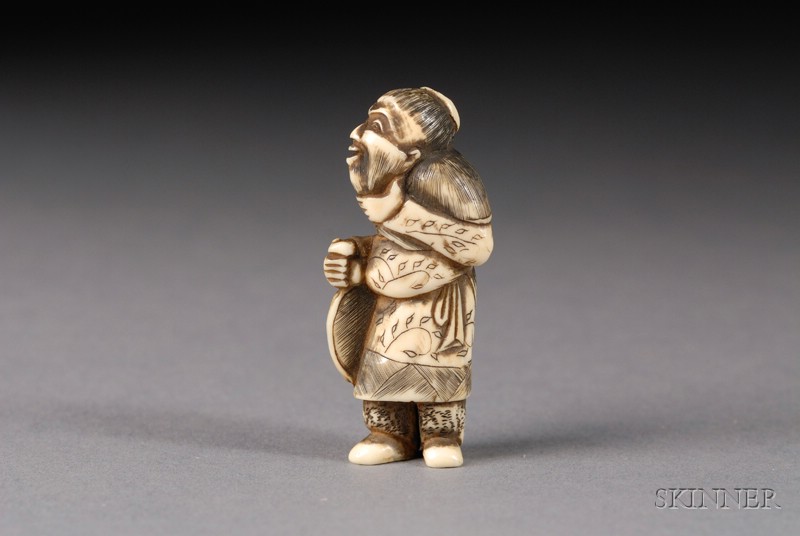 Appraisal: Ivory Netsuke th century standing figure of a Chinese man