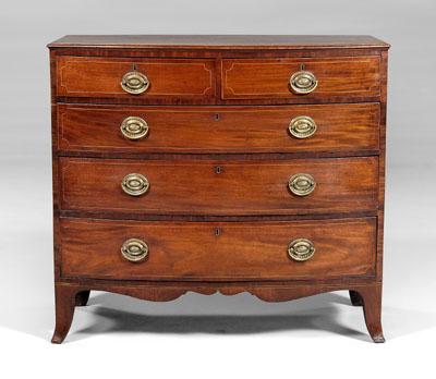 Appraisal: Hepplewhite mahogany chest figured mahogany veneers and mixed secondary woods