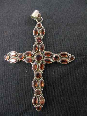 Appraisal: Garnet Cross round marquise gems in sterling silver setting ''