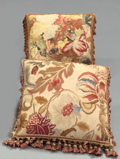 Appraisal: Two Aubusson Tapestry-Faced Pillows one a large sofa pillow with