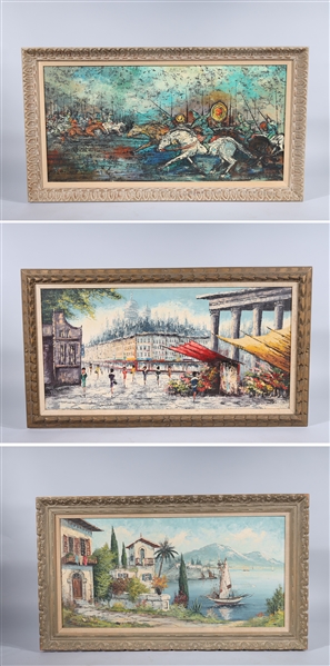 Appraisal: Group of three large impressionist paintings one by Marco measuring